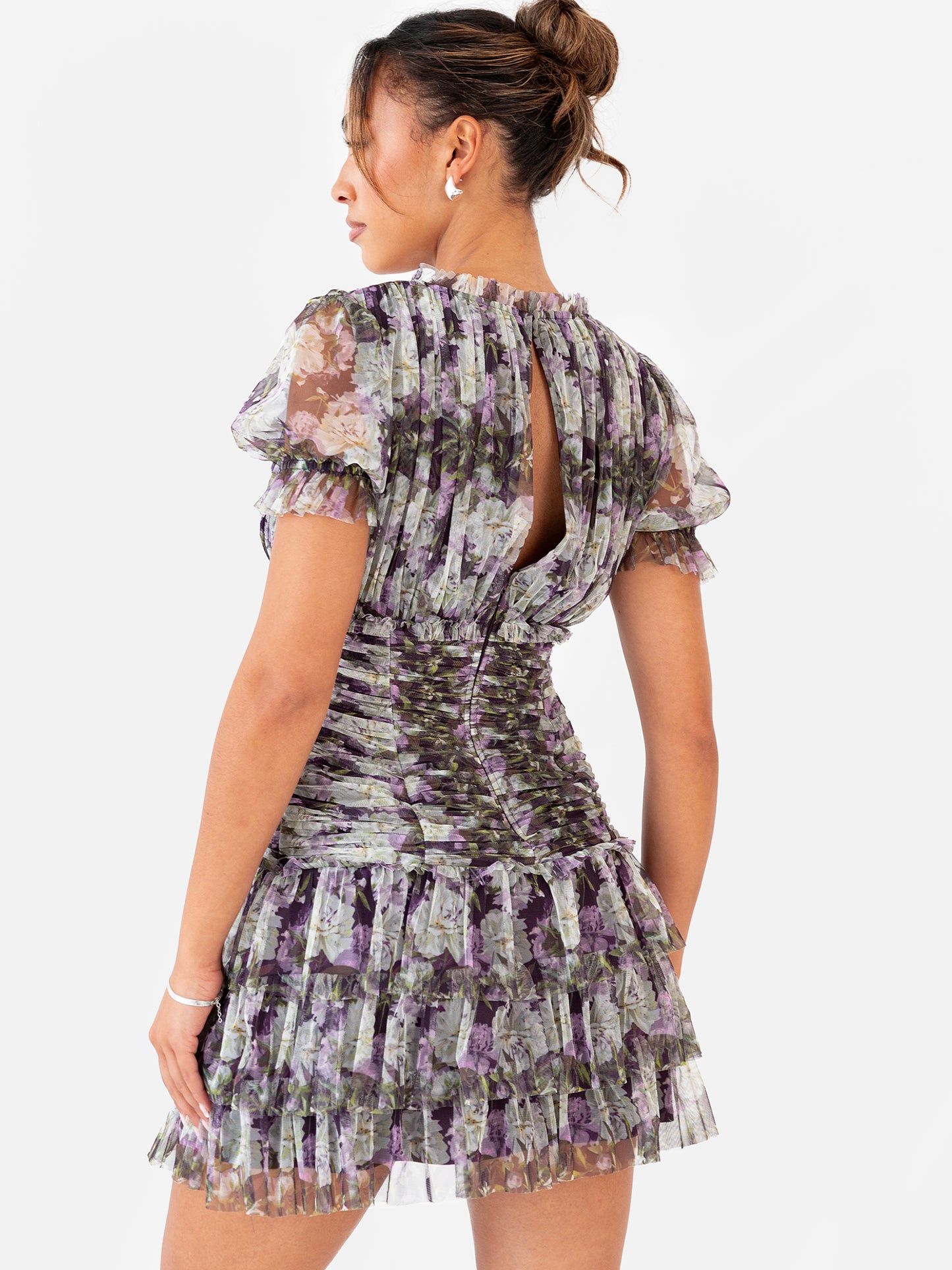 Anaya With Love Recycled Floral Print Short Sleeve Gathered Mini Dress