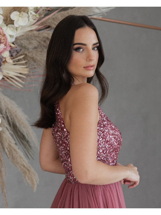 Maya Desert Rose Embellished Halter Neck Maxi Dress