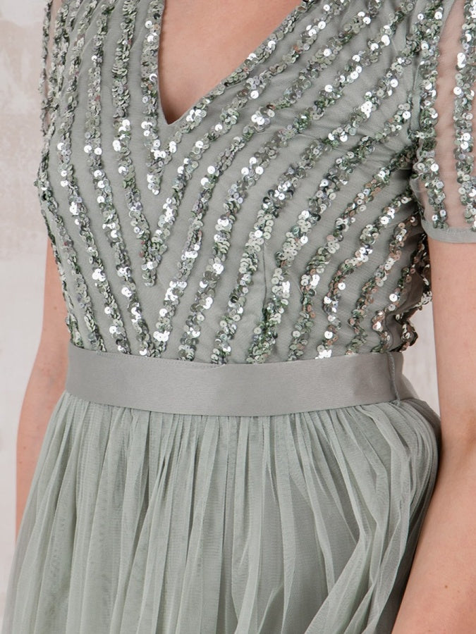 Maya Sage Green Satin Sash Belt