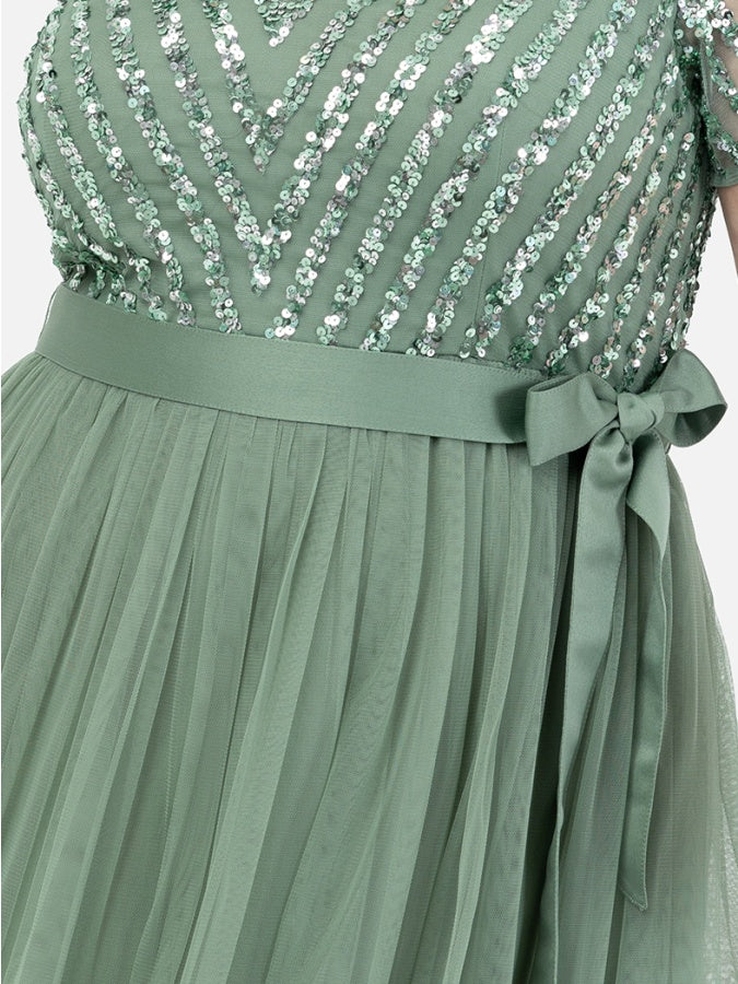 Maya Dark Green Satin Sash Belt