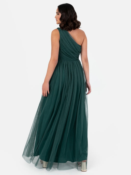 Anaya With Love Recycled Emerald Green One Shoulder Maxi Dress