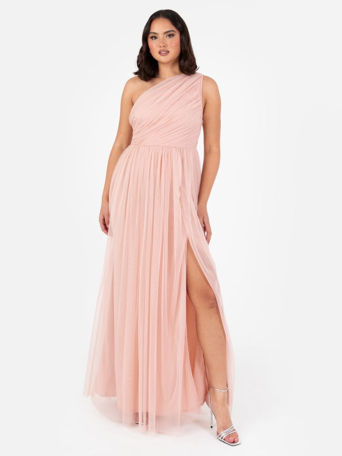 open lace back dress Peach One Sleeve Ruched Mini Dress – AX Paris US main image 0