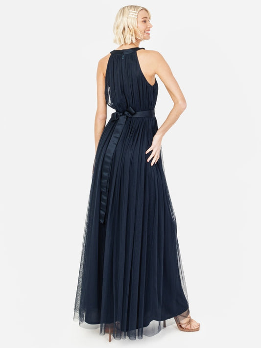 Anaya with Love Recycled Navy Halter Neck Maxi Dress