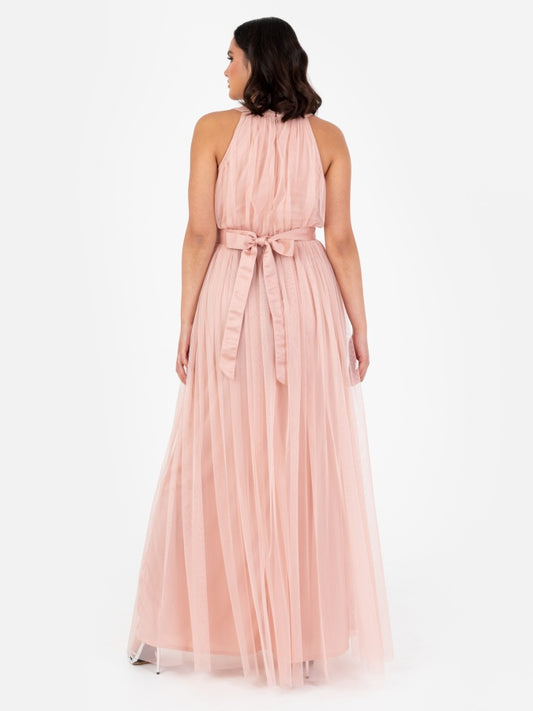 Anaya With Love Recycled Peach Halter Neck Maxi Dress
