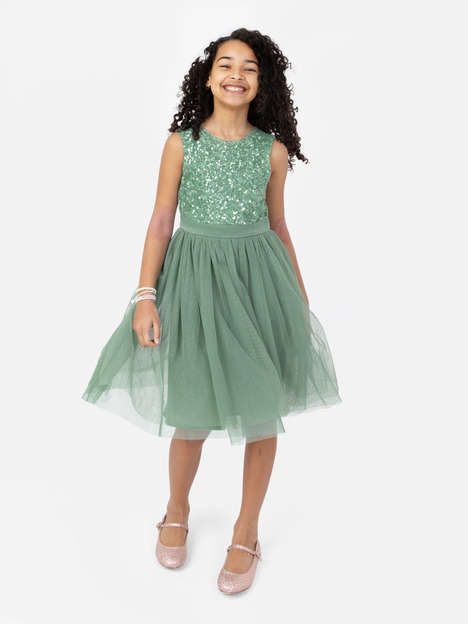 slim fit dress slacks Mini Maya Dark Green Delicate Sequin Midi Dress With Bow – Maya Deluxe