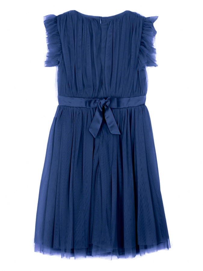 Mini Anaya With Love Navy Recycled Tulle Midi Dress with Bow