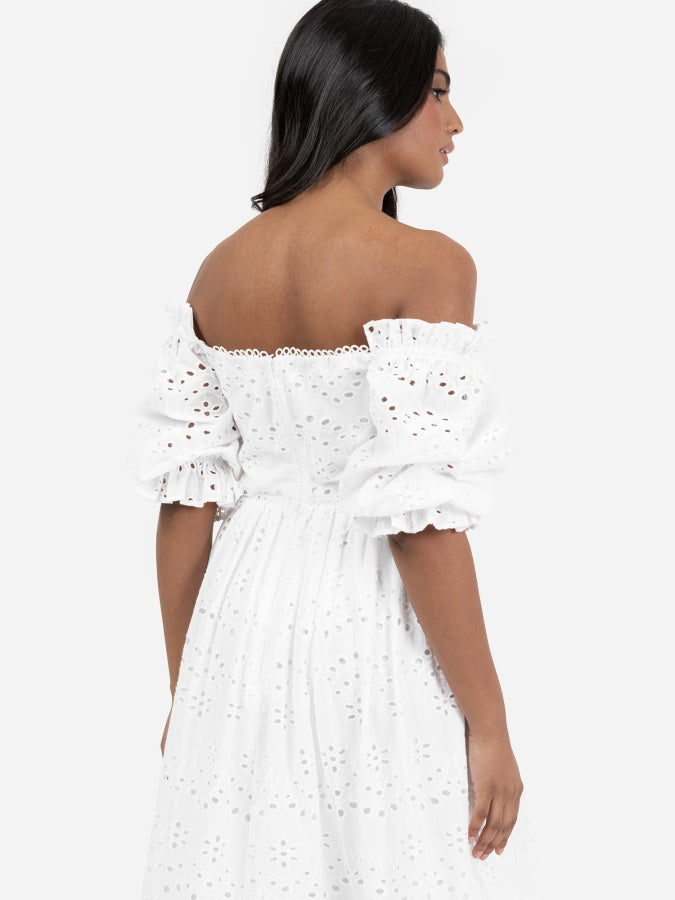 Maya White Broderie Cut Out Midaxi Dress