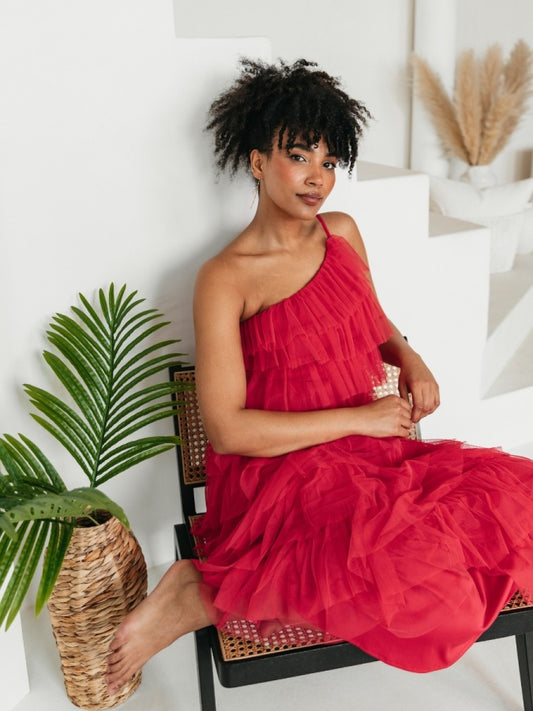 Anaya With Love Recycled Paradise Pink One Shoulder Tiered Ruffle Maxi Dress