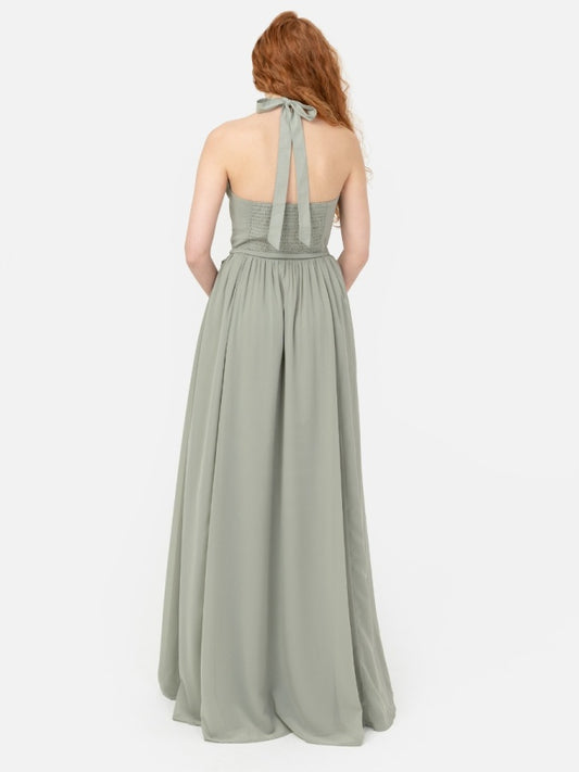Anaya With Love Recycled Frosty Green Self-Tie Halter Neck Maxi Dress