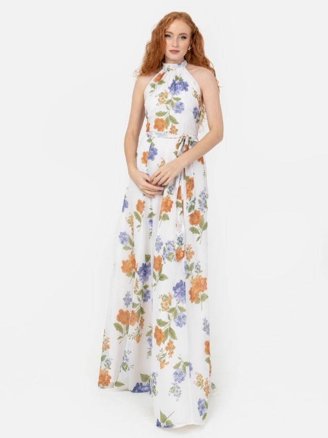 Anaya With Love Recycled Floral Self-Tie Halter Neck Maxi Dress Maya Deluxe Anaya With Love Recycled Floral Self-Tie Halter Neck Maxi Dress Maya Deluxe