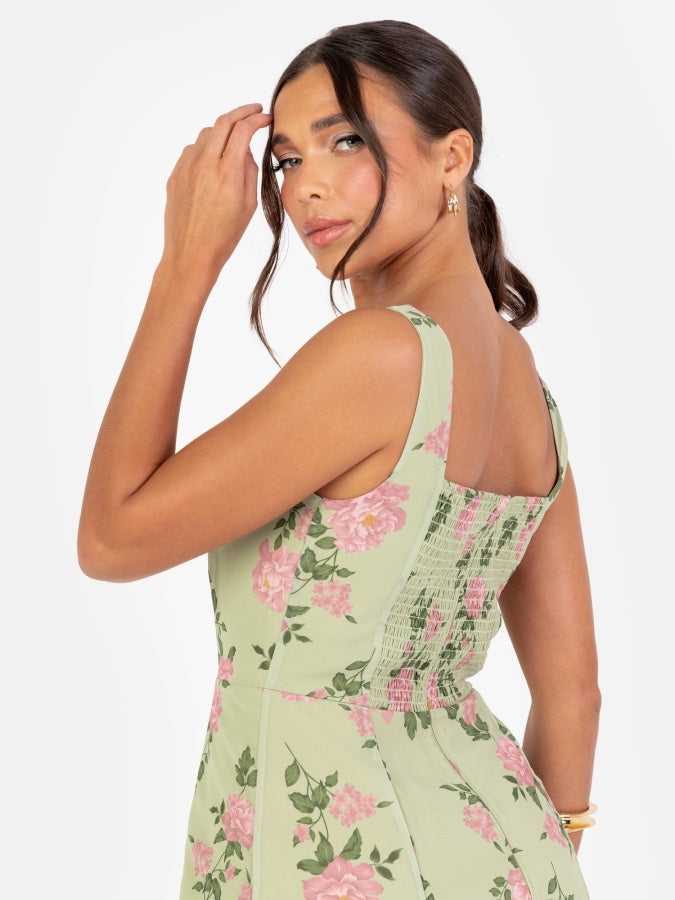 Anaya With Love Recycled Floral Print Strappy Maxi Dress with Skirt Split