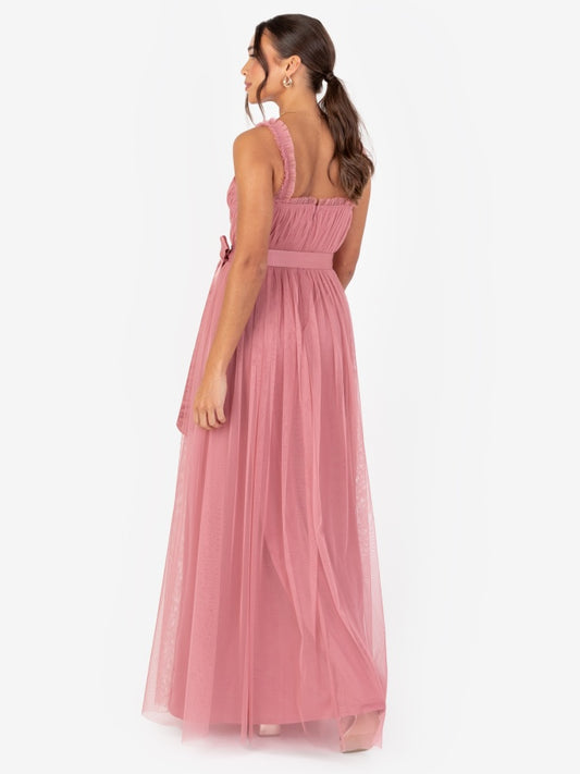 Anaya With Love Recycled Dusty Rose Frill Detail Faux Wrap Strappy Maxi Dress
