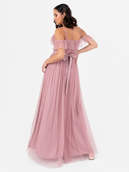 Anaya With Love Recycled Blush Pink Cold Shoulder Maxi Dress with Sash Belt
