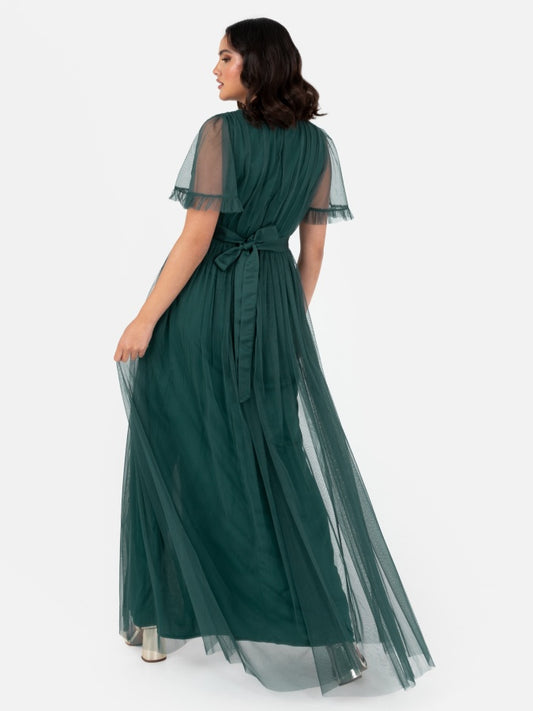 Anaya With Love Recycled Emerald Green Faux Wrap Maxi Dress With Sash Belt