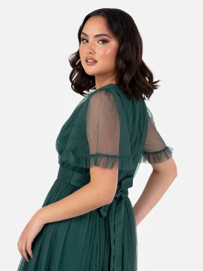 Anaya With Love Recycled Emerald Green Faux Wrap Maxi Dress With Sash Belt