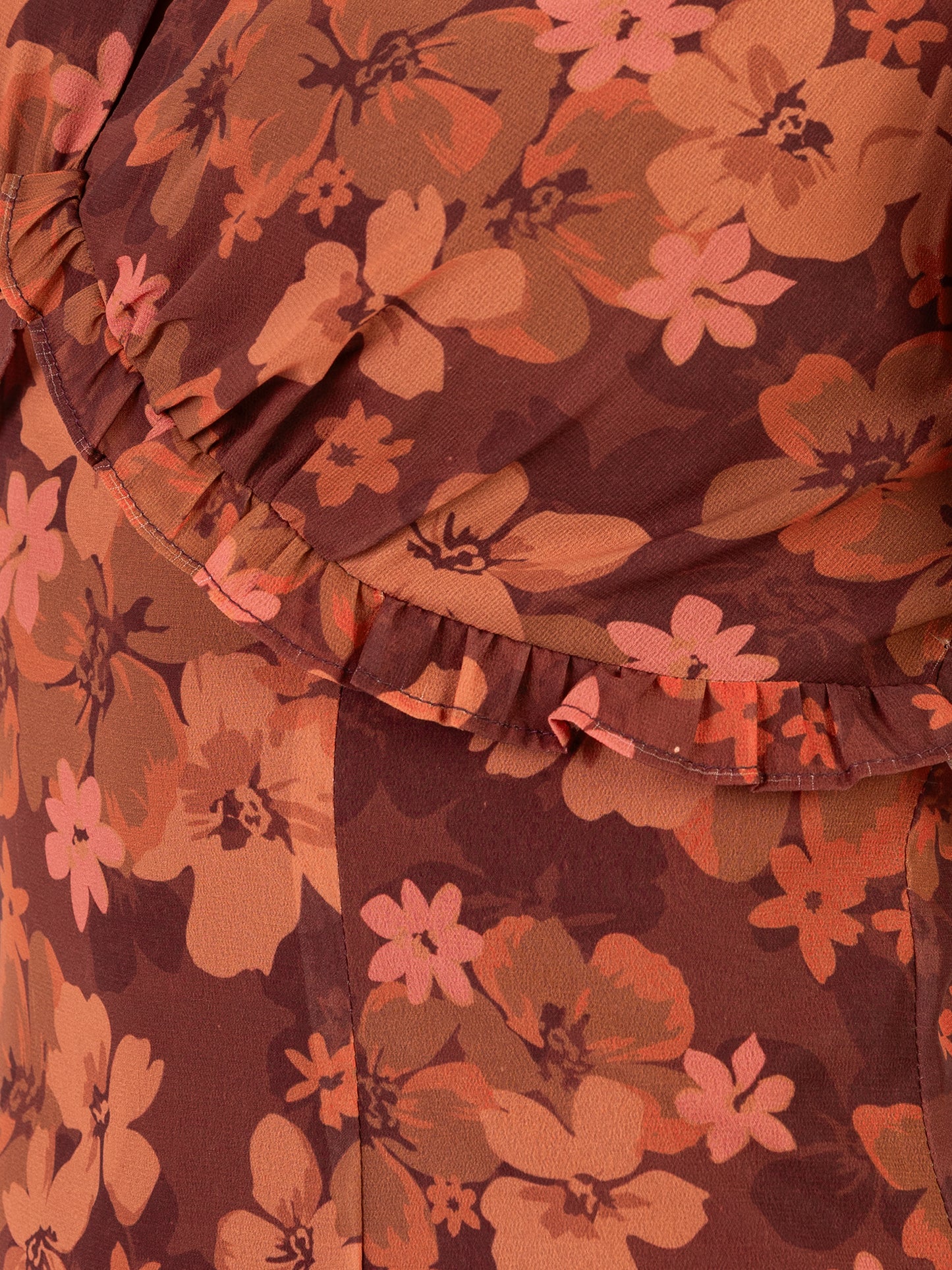 Anaya With Love Recycled Rust Floral Short Sleeve Maxi Dress