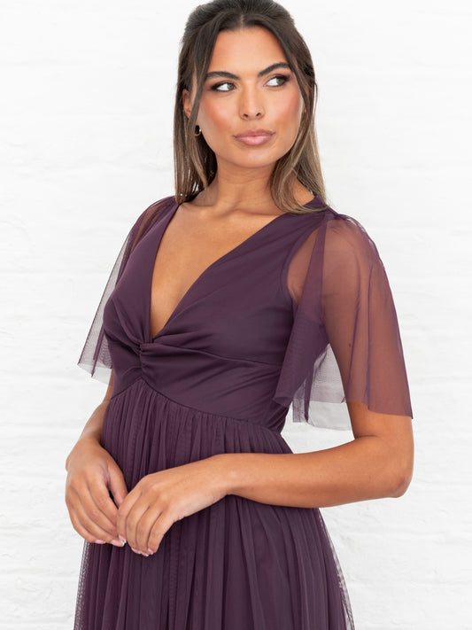 Anaya With Love Recycled Fig Twist Detail Maxi Dress