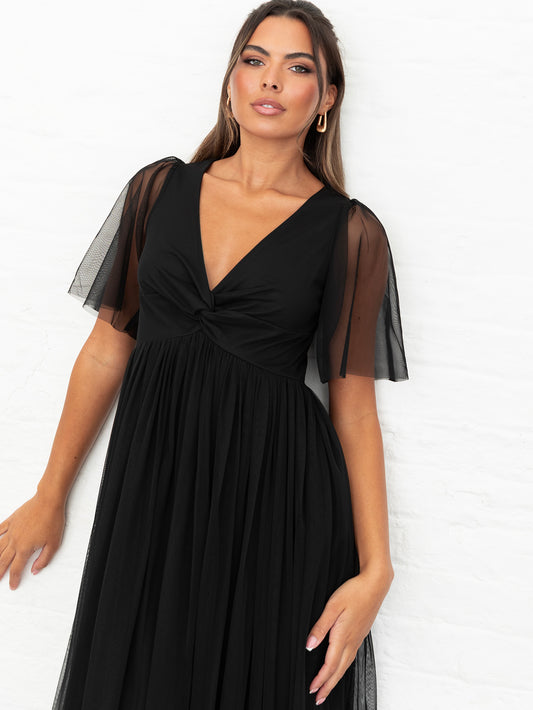 Anaya With Love Recycled Black Twist Detail Maxi Dress