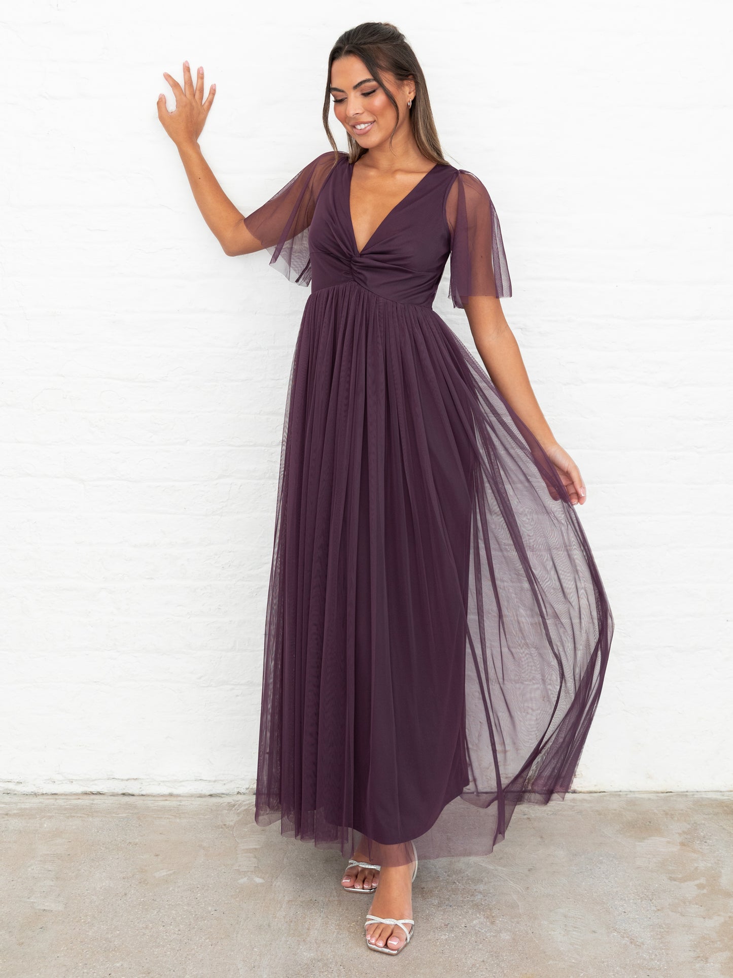Anaya With Love Recycled Fig Twist Detail Maxi Dress
