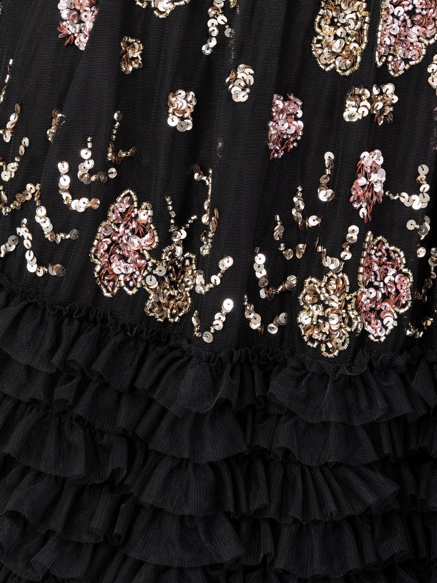 Maya Black Embellished Ruffle Bardot Maxi Dress