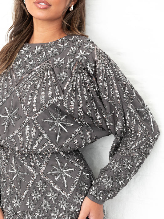 Maya Celestial Embellishment Long Sleeve Maxi Dress