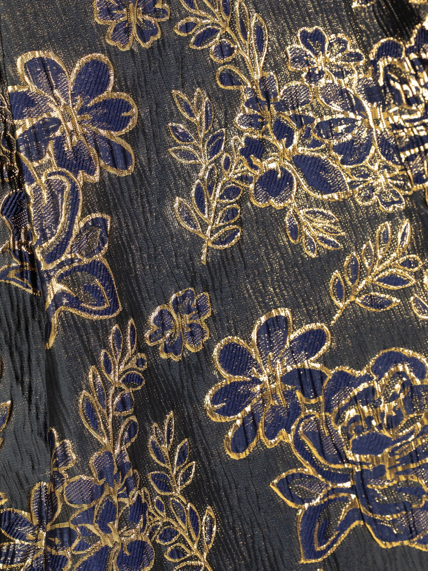 Maya Gold Floral Jacquard Pleated Midi Skirt with Pockets