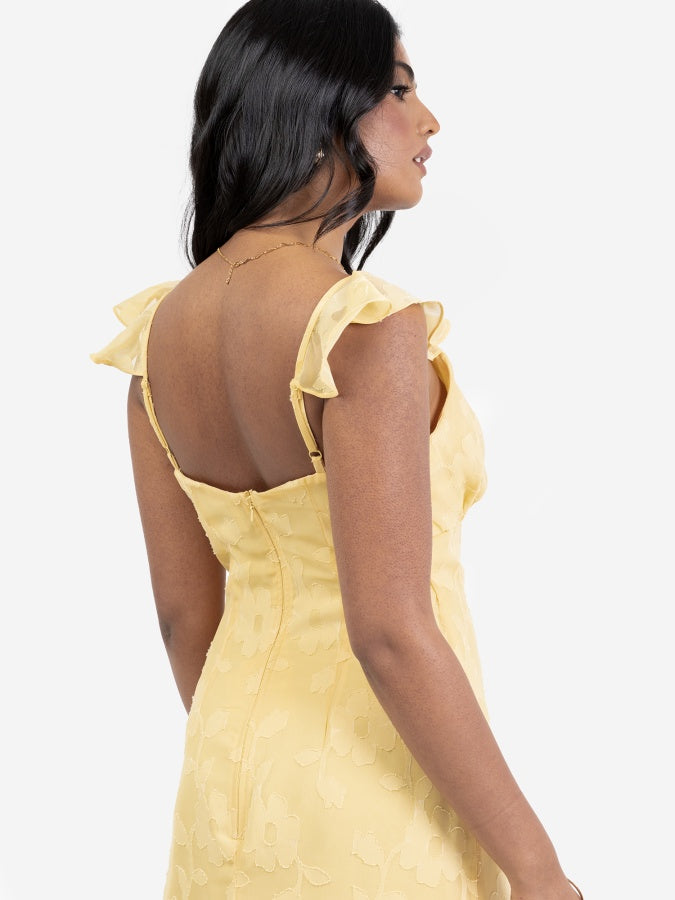 Anaya With Love Yellow Floral Strappy Maxi Dress with Gold Detail