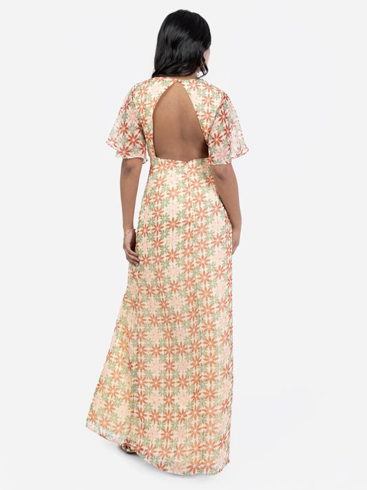 Anaya with Love Recycled Floral Print Open Back Maxi Dress with Split