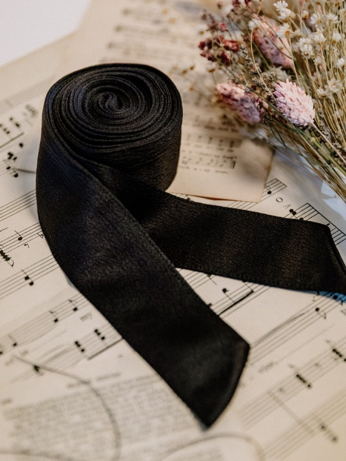 Maya Black Satin Sash Belt