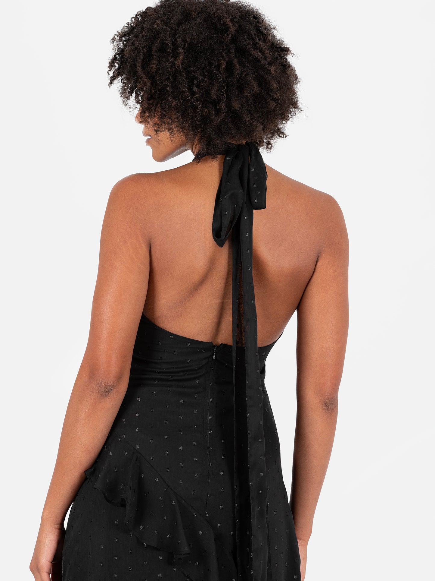 Anaya with Love Recycled Black Halter Neck Ruffled Maxi Dress