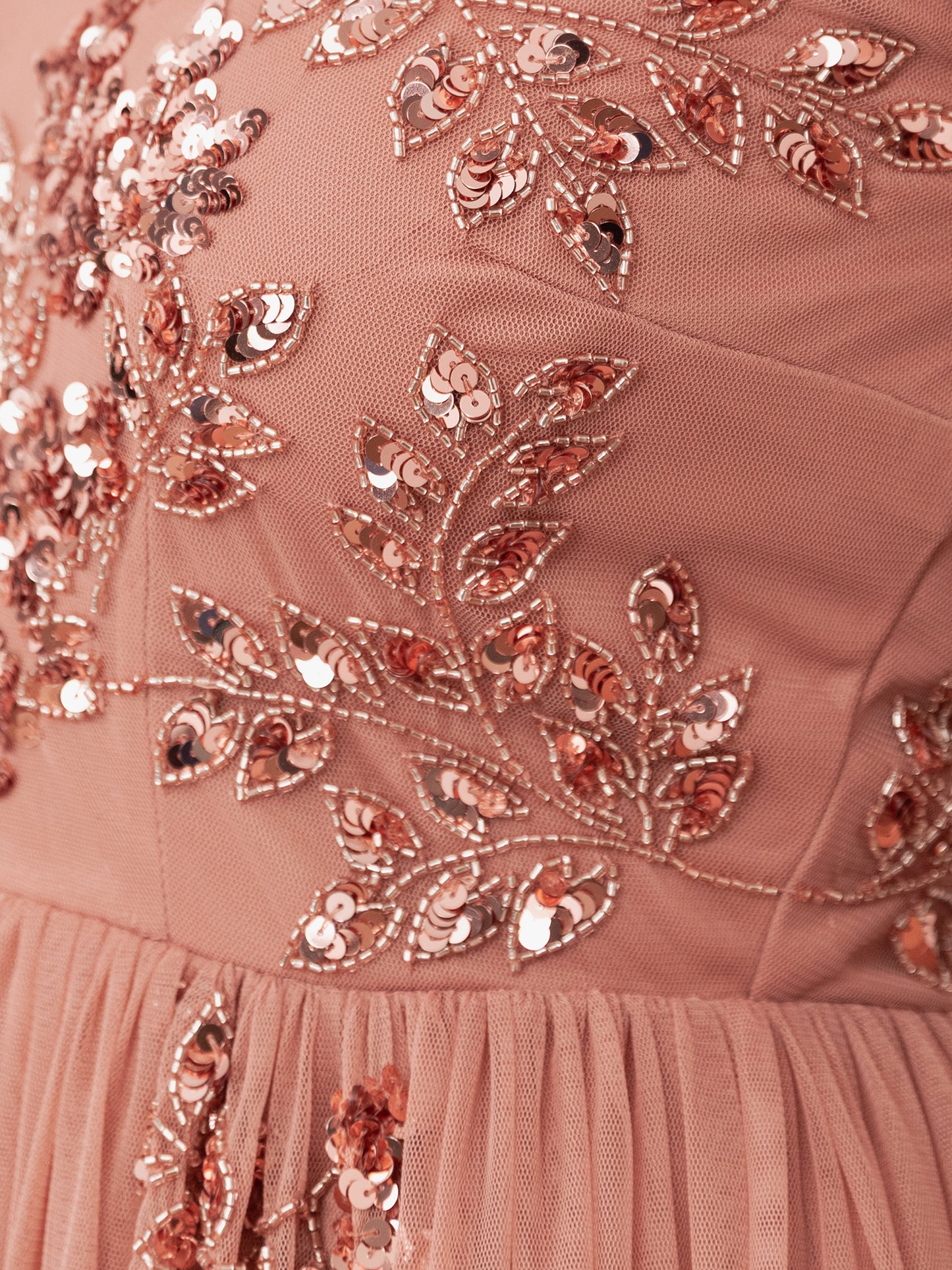 Maya Terracotta Pink Embellished Tulle Maxi Dress with Open Back