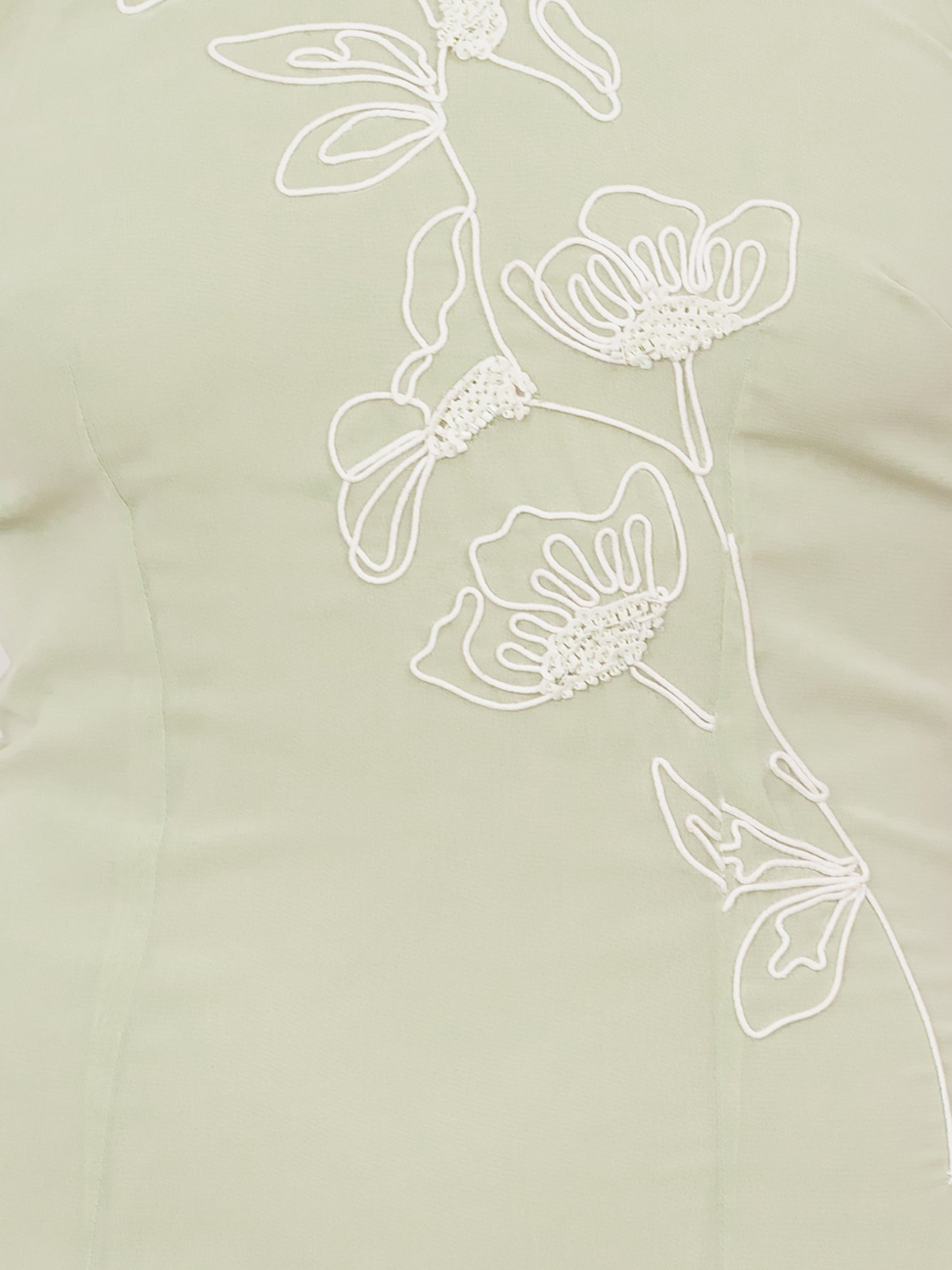 Maya Meadow Green Embroidered Halter Neck & Keyhole Back Maxi Dress