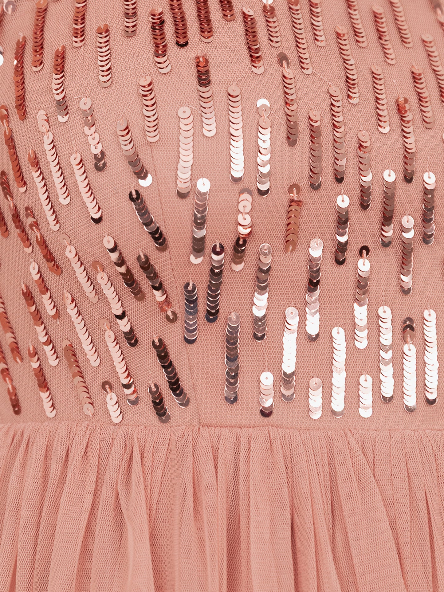 Maya Terracotta Pink Linear Embellished Halter Neck Maxi Dress