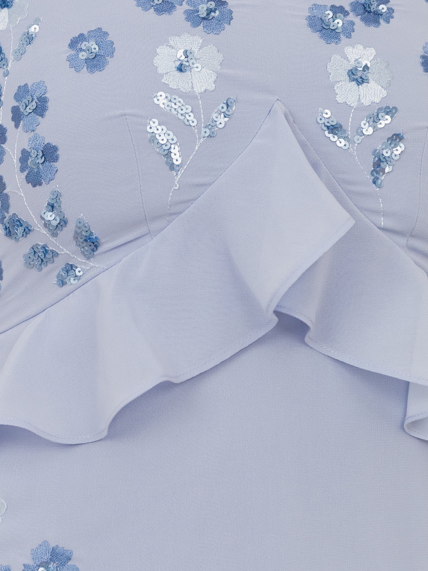 Maya Pastel Blue Floral Embroidered Cold Shoulder Maxi Dress