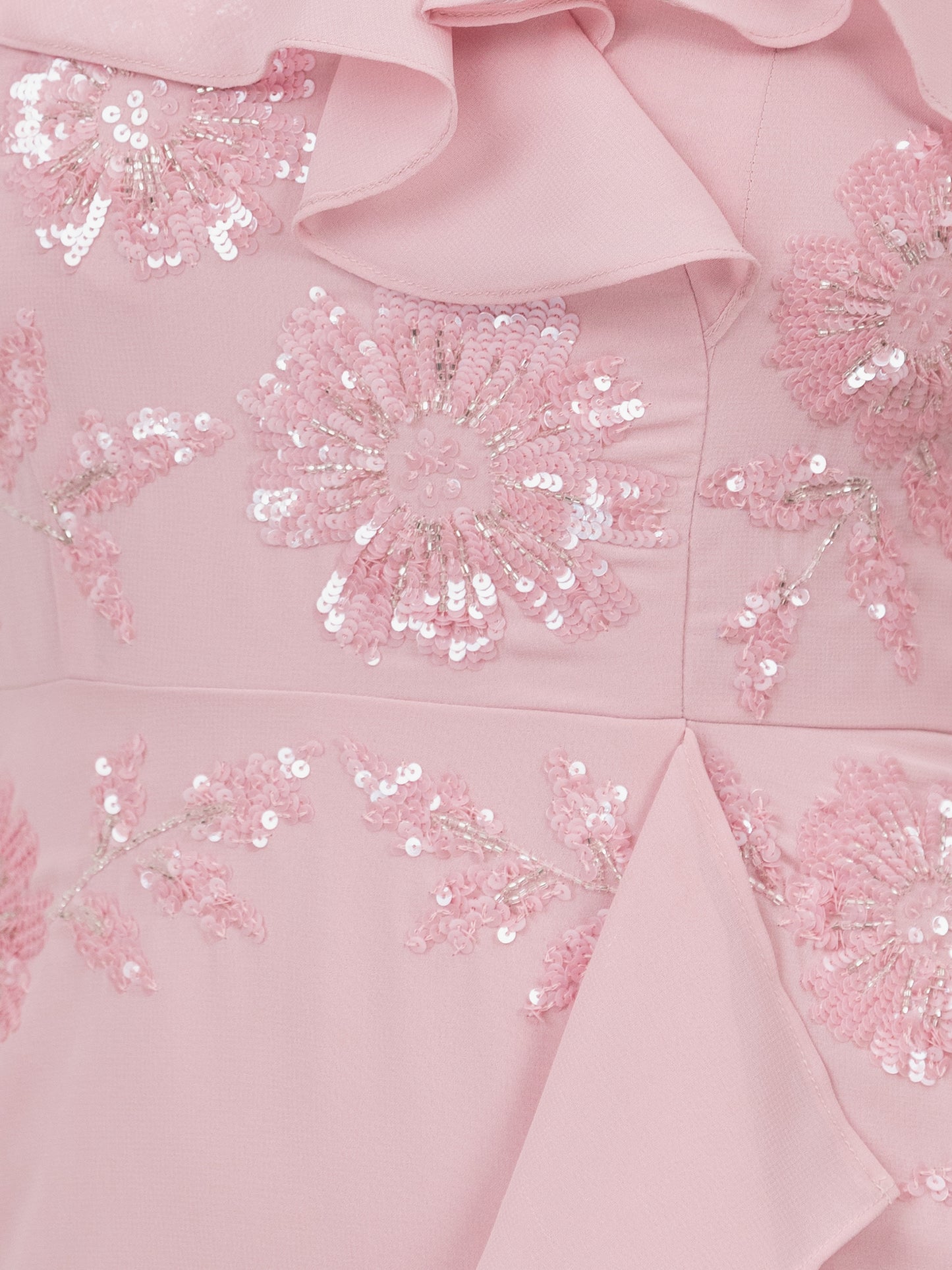 Maya Soft Pink Embellished Faux Wrap Bardot Midaxi Dress