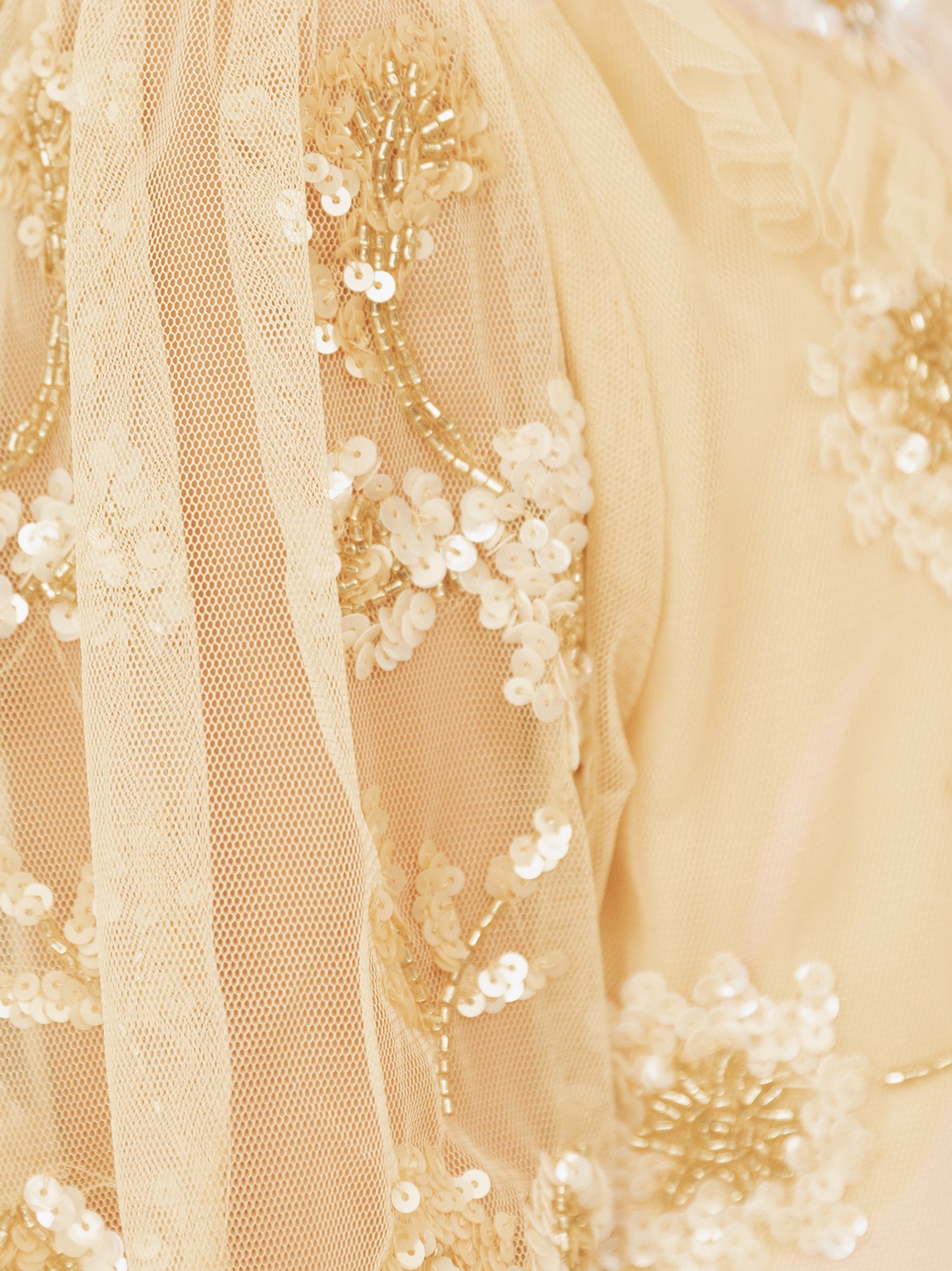 Mini Maya Buttercream Embellished Ruffle Midi Dress