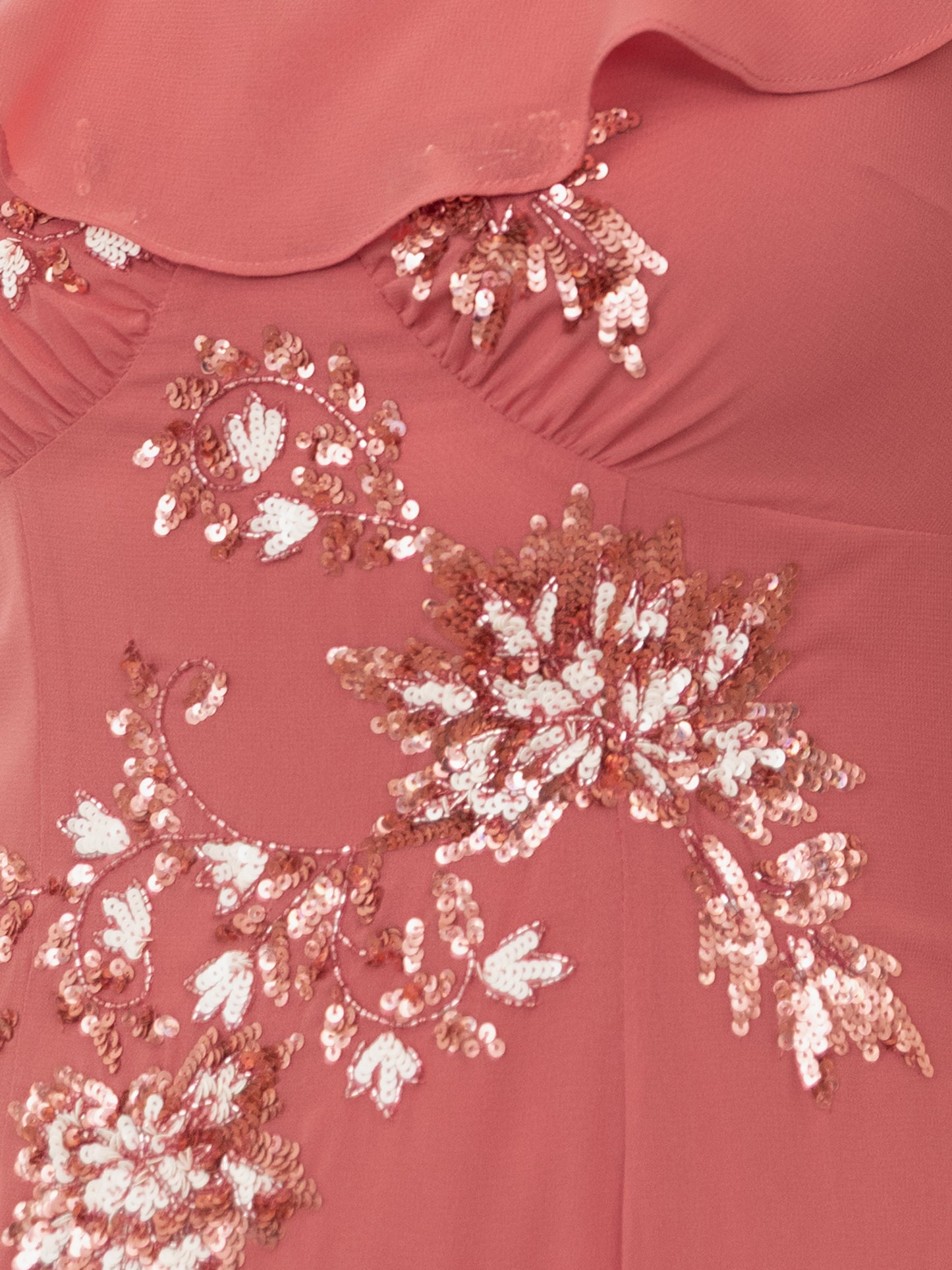 Maya Mid Pink Embellished Ruffled Maxi Dress with Keyhole Back