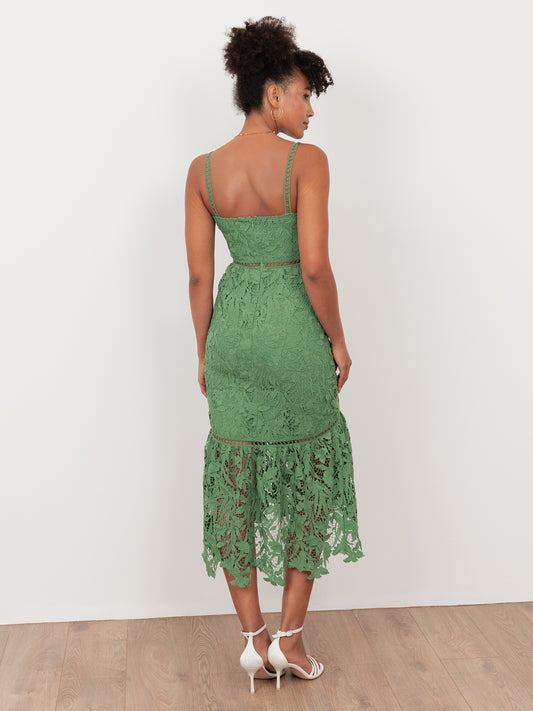 Maya Green Lace Cami Midi Dress