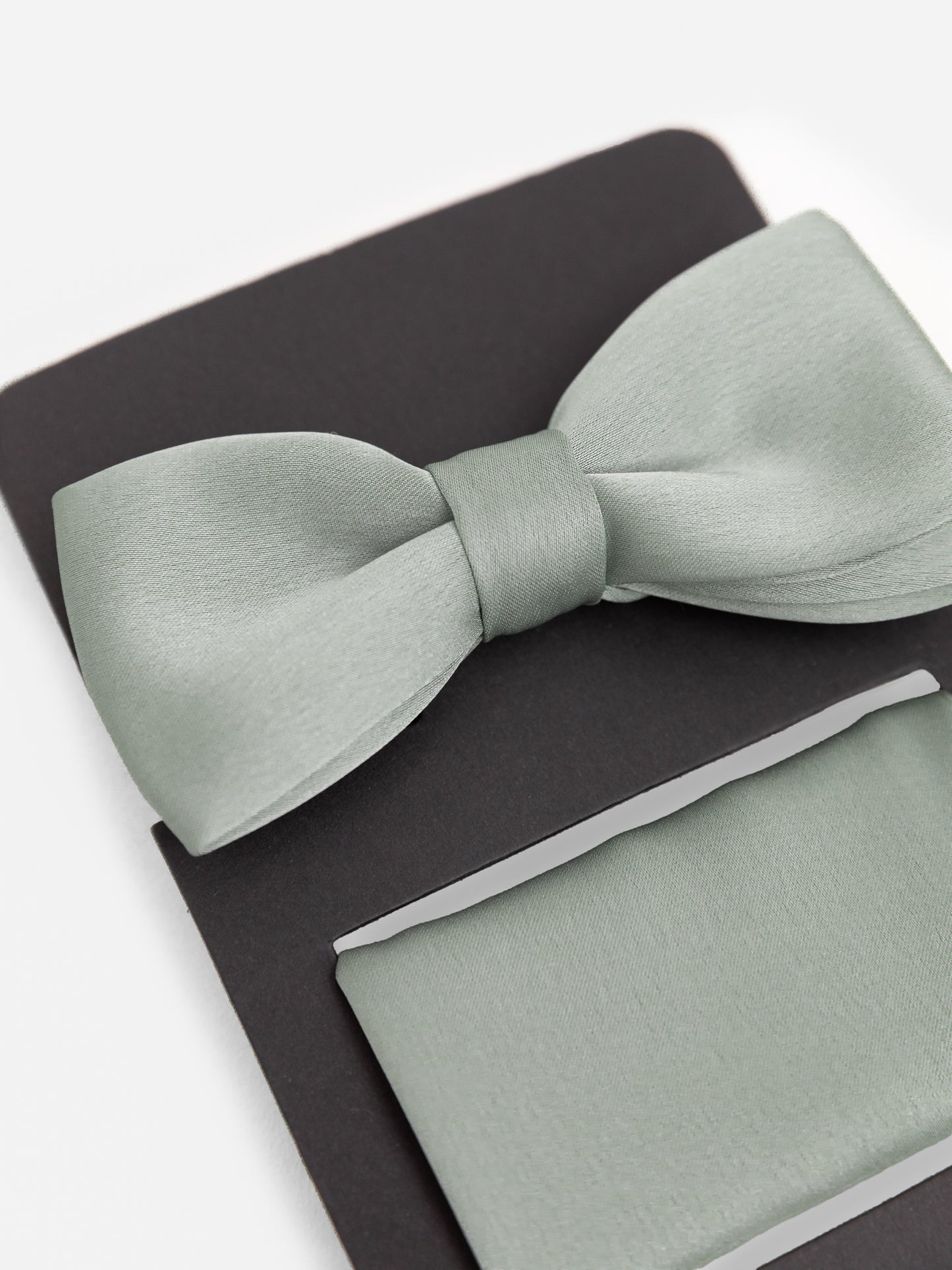 Maya Sage Green Satin Bow Tie & Pocket Square Set