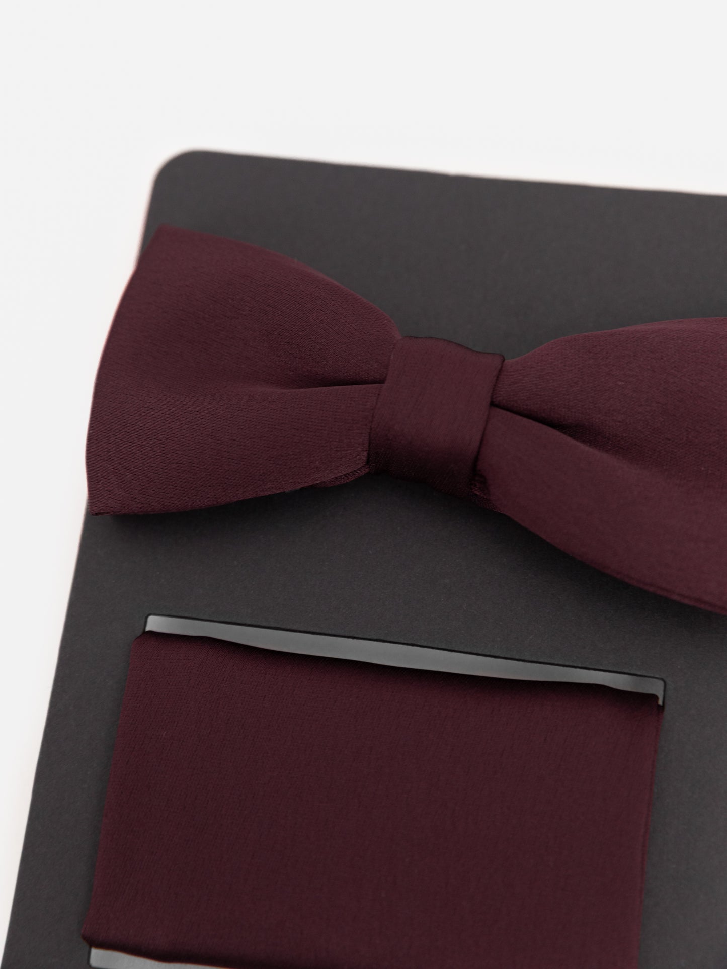 Maya Cranberry Satin Bow Tie & Pocket Square Set