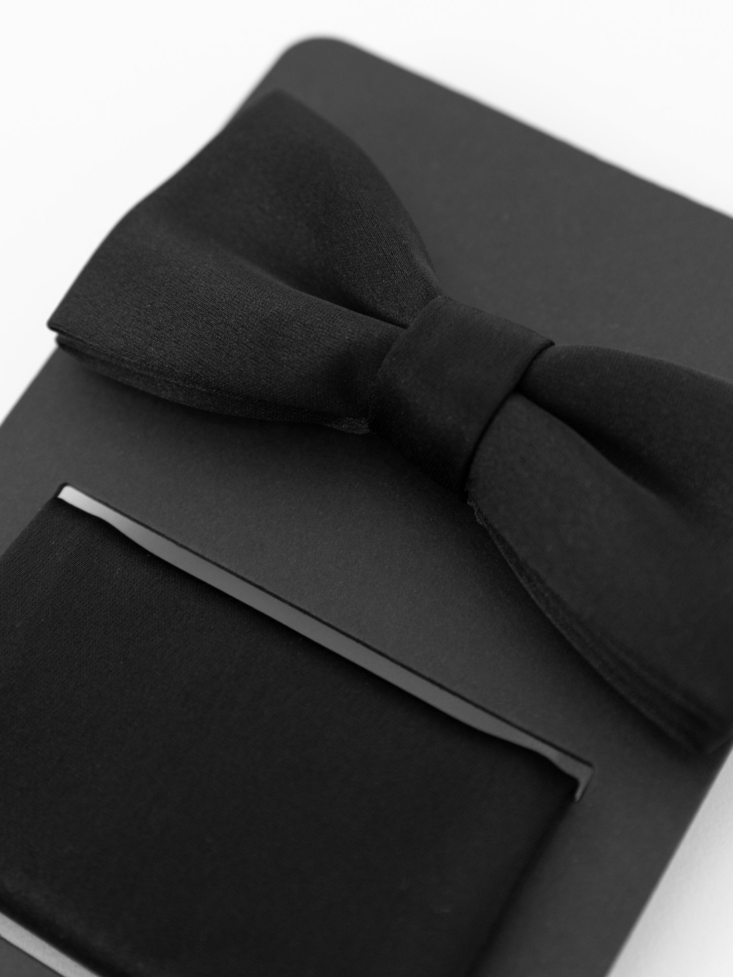 Maya Black Satin Bow Tie & Pocket Square Set