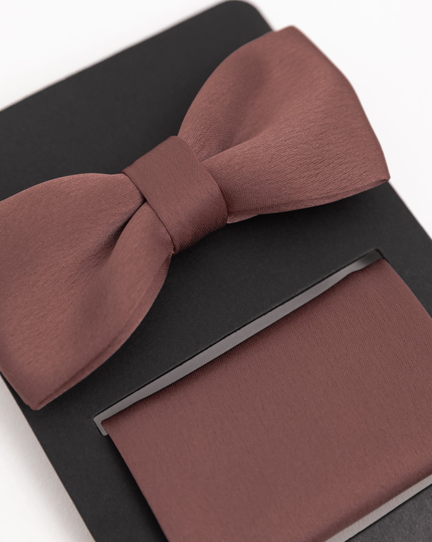 Maya Copper Rose Satin Bow Tie & Pocket Square Set