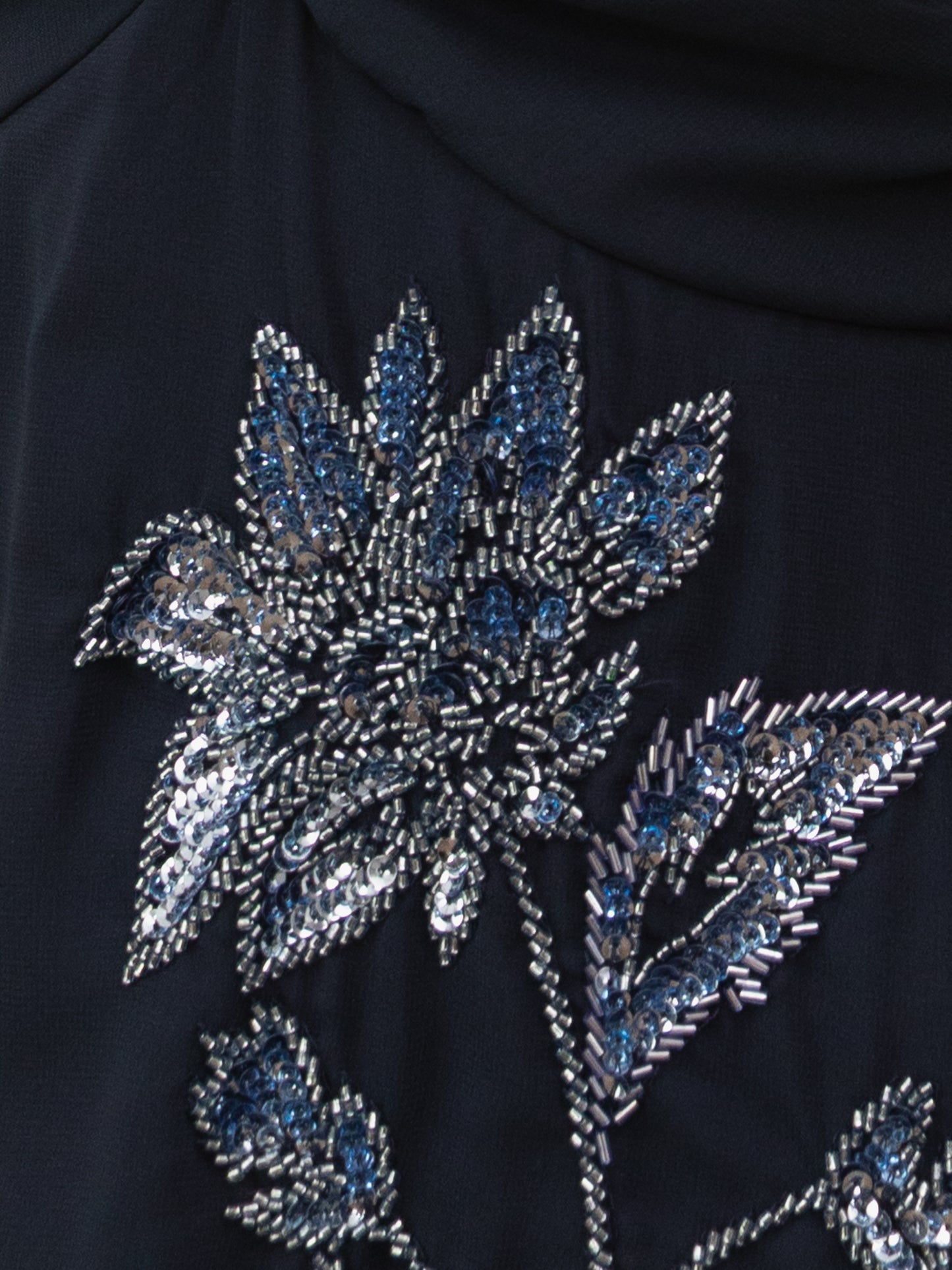 Maya Navy Floral Embellished Twist-Front Maxi Sleeve Tiered Midaxi Dress