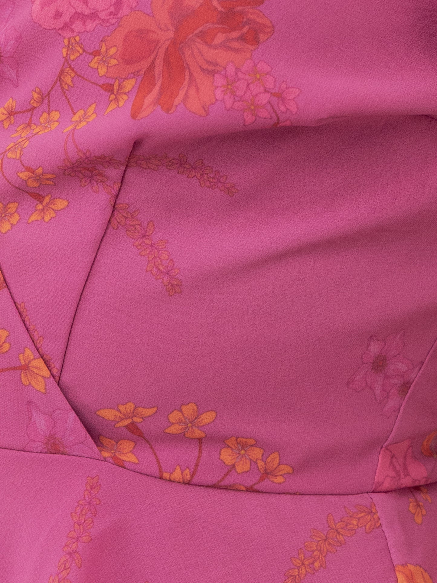 Anaya With Love Recycled Hot Pink Floral Print Faux Wrap Tiered Maxi Dress