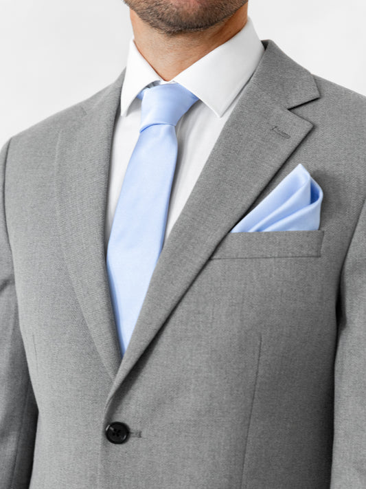 Maya Light Blue Satin Tie & Pocket Square Set
