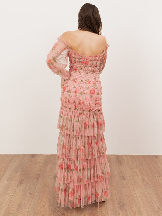 Anaya With Love Recycled Floral Long Sleeve Bardot Maxi Dress