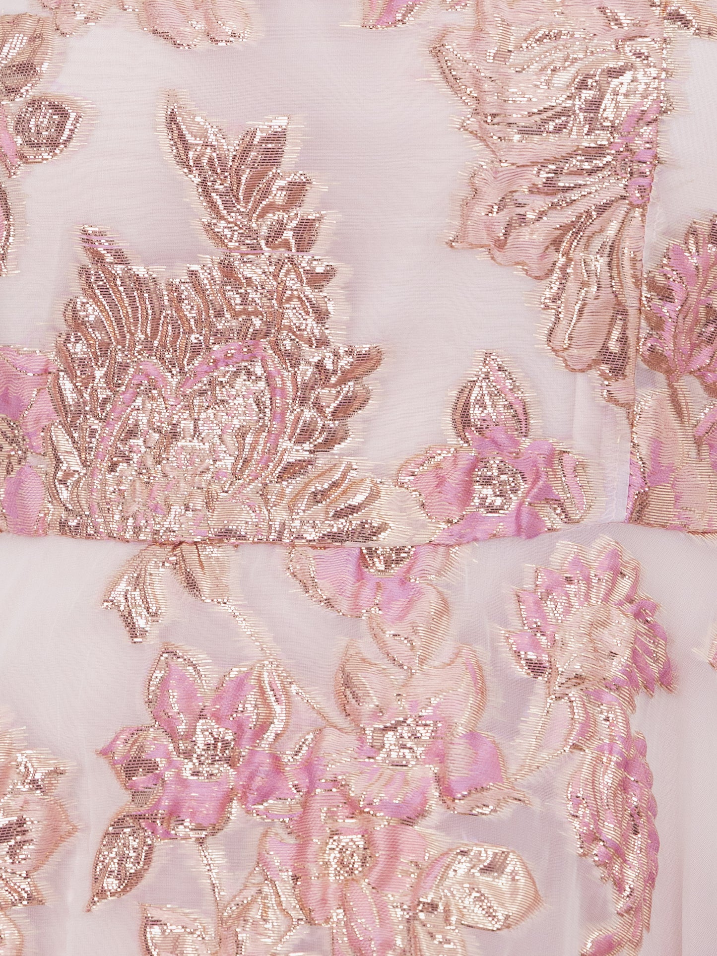 Maya Pink Floral Jacquard Square Neck Tiered Midi Dress