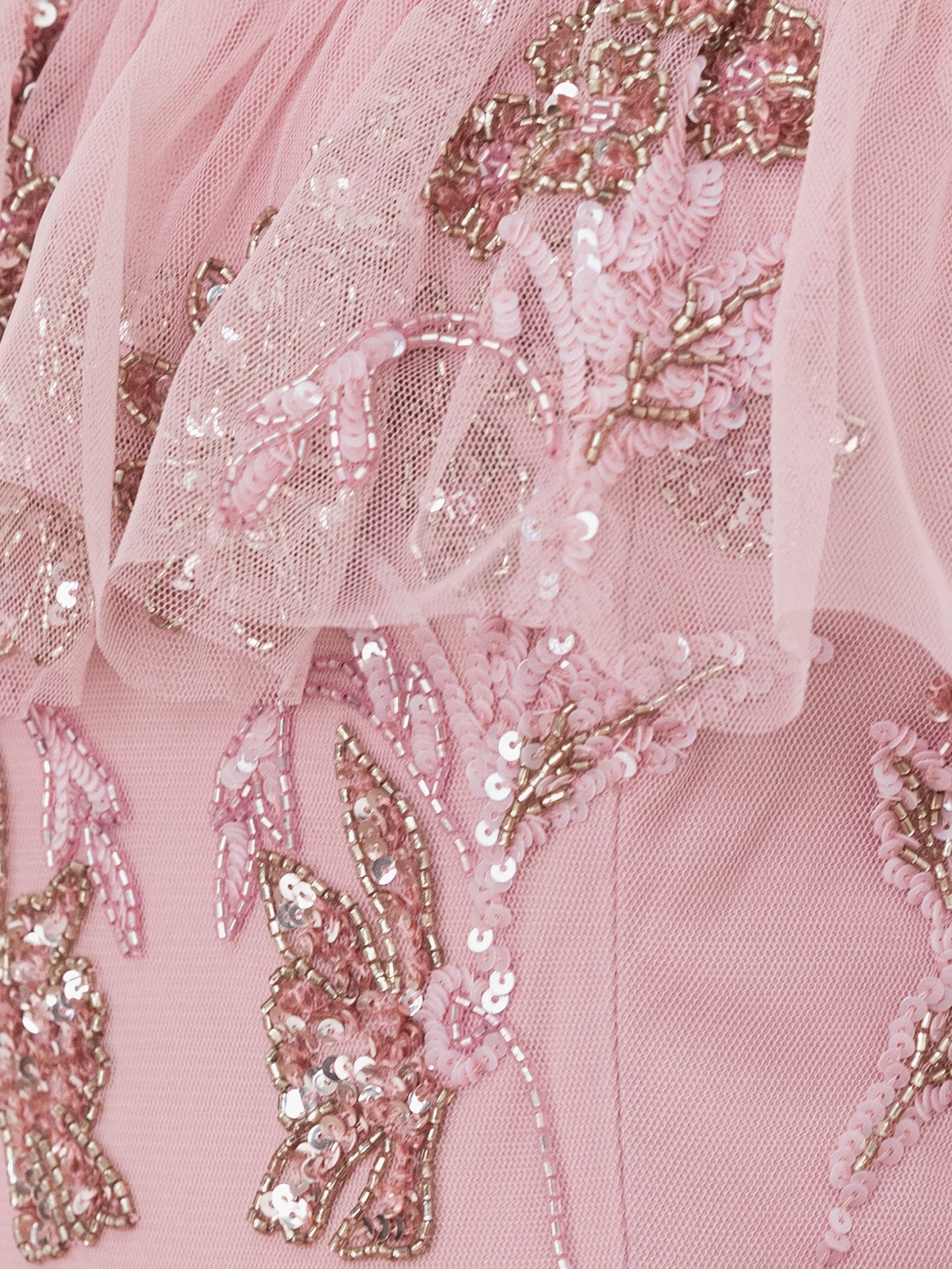 Maya Soft Pink Floral Embellished Bardot Maxi Dress