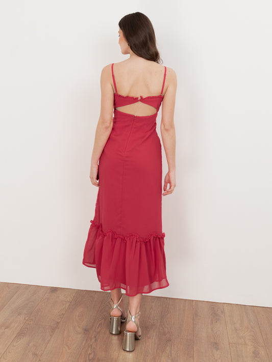 Maya Hot Pink Floral Embroidered Cami Maxi Dress
