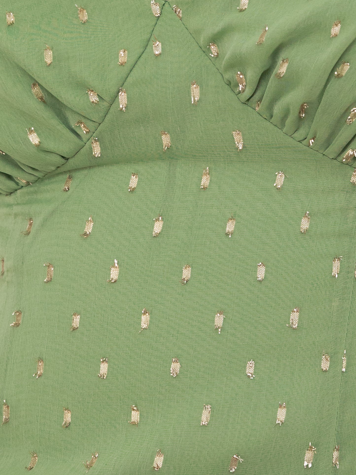 Anaya With Love Recycled Green Tea V Neck Ruffle Midaxi Dress